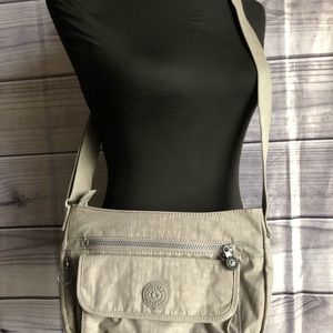 Kipling SYRO Nylon Crossbody Bag Multi-Pocket Shoulder Bag Gray